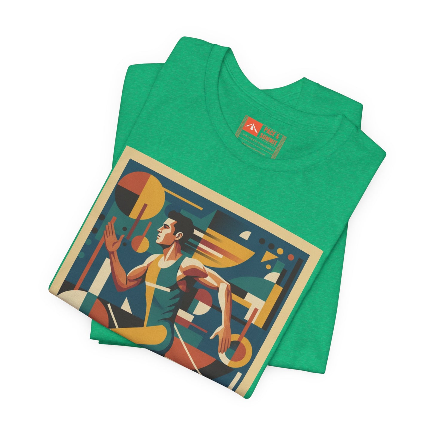 'Runner Geometric Art' Retro Athletic Poster Design Tee