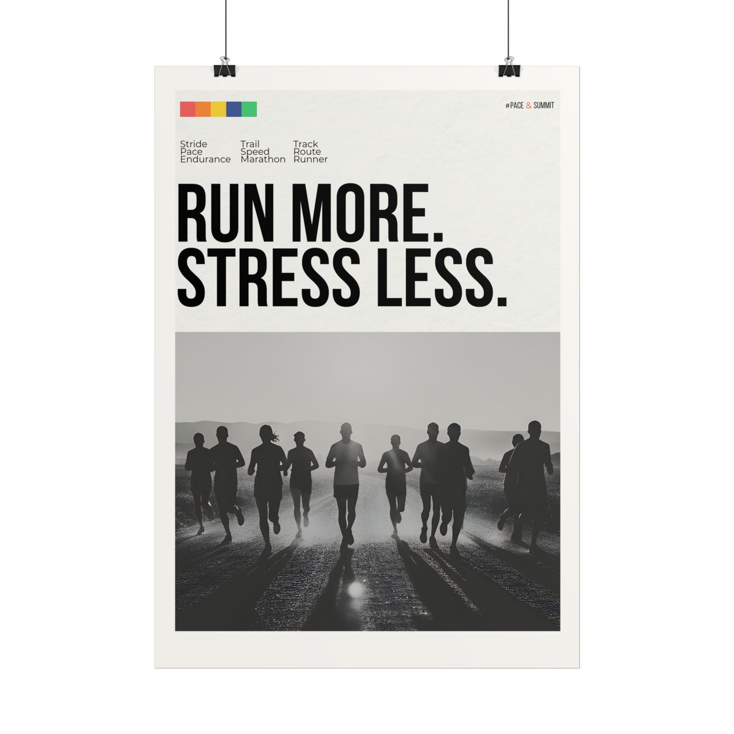 16".5 x 23.4 " (A2) | 'Run More. Stress Less.' Motivational Running Poster