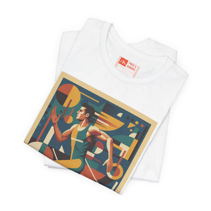 'Runner Geometric Art' Retro Athletic Poster Design Tee