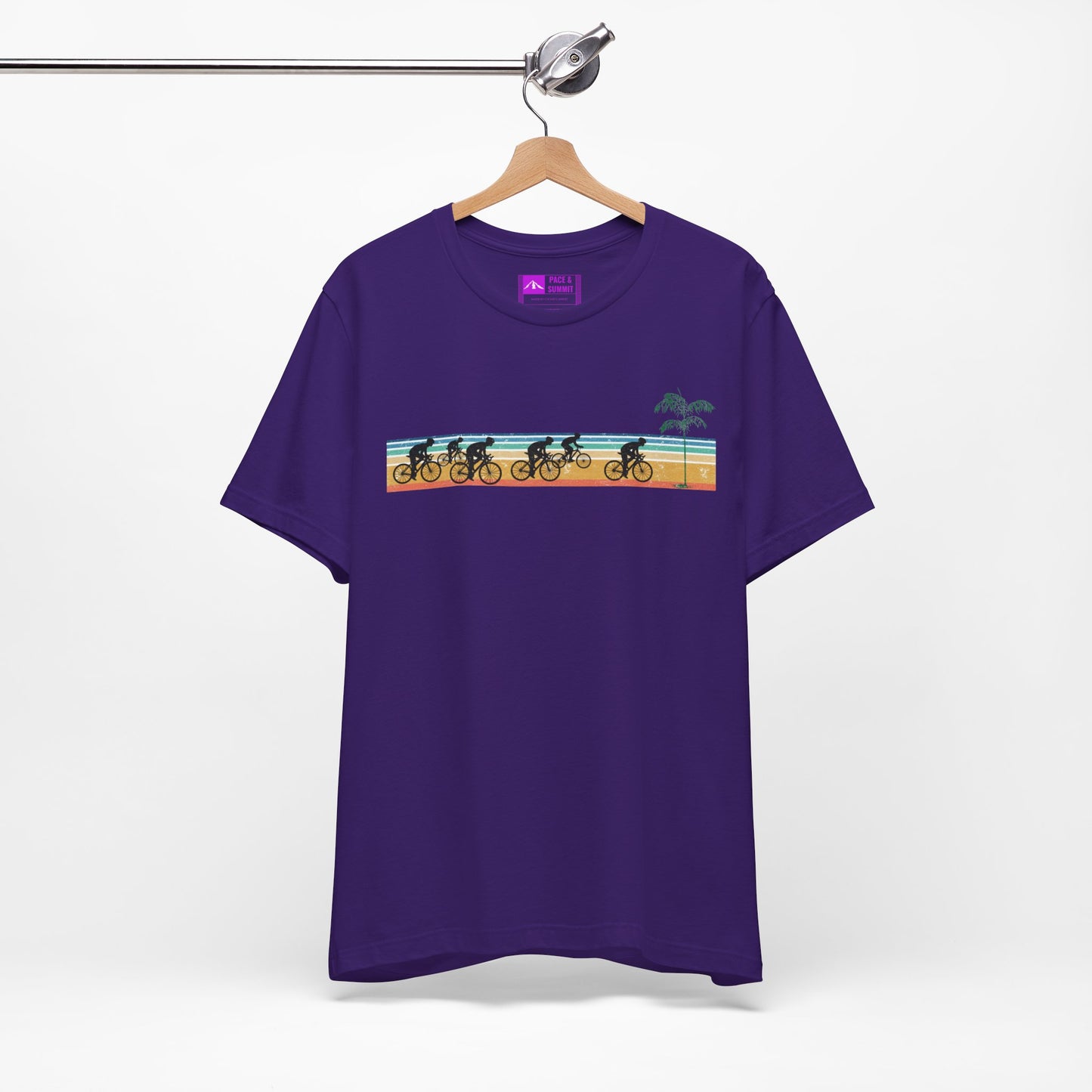 Purple | 'Beach Ride' Retro Geometric Cycling Fashion Tee