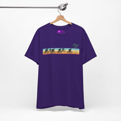 Purple | 'Beach Ride' Retro Geometric Cycling Fashion Tee