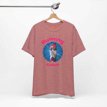 Rose Gold Tropical Blue | 'Running Sucks' Funny Anti-Running Graphic Tee