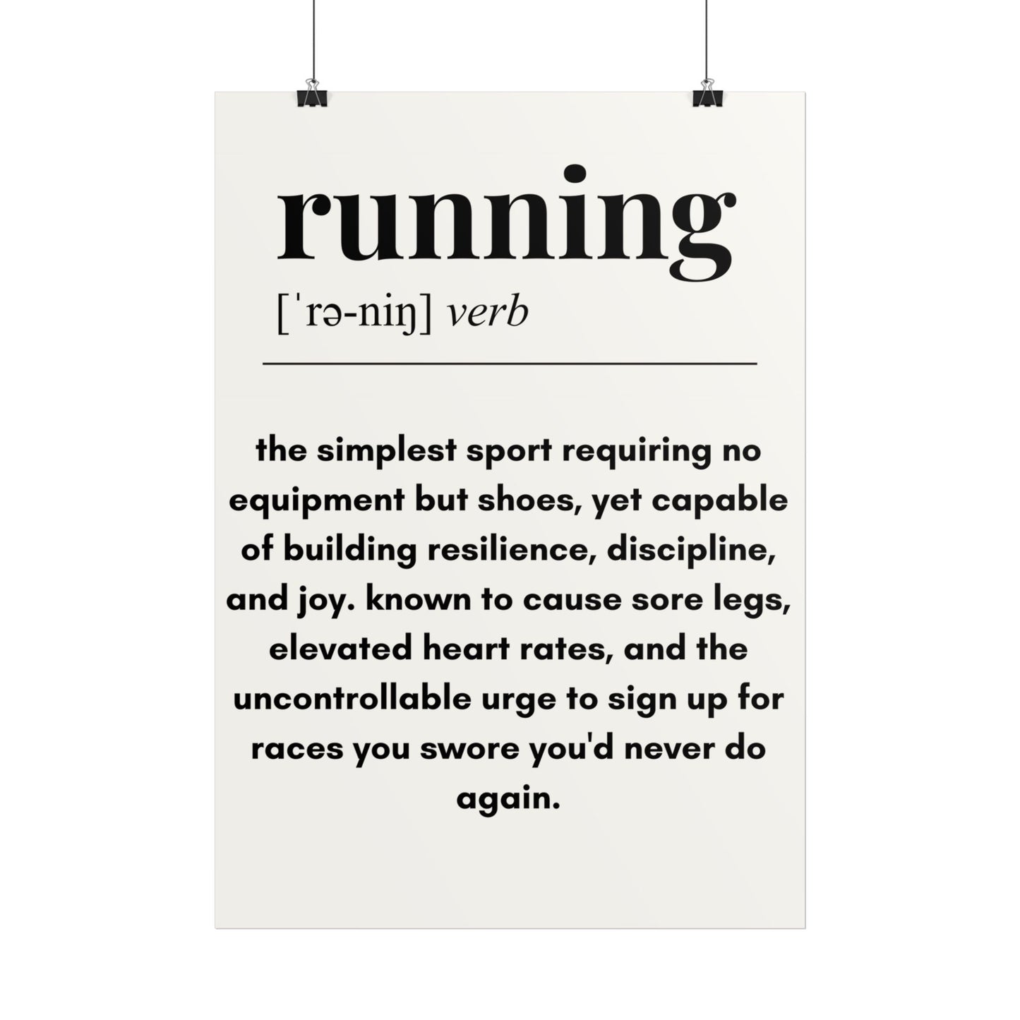 16".5 x 23.4 " (A2) | 'Running Definition' Minimalist Motivational Wall Art Poster