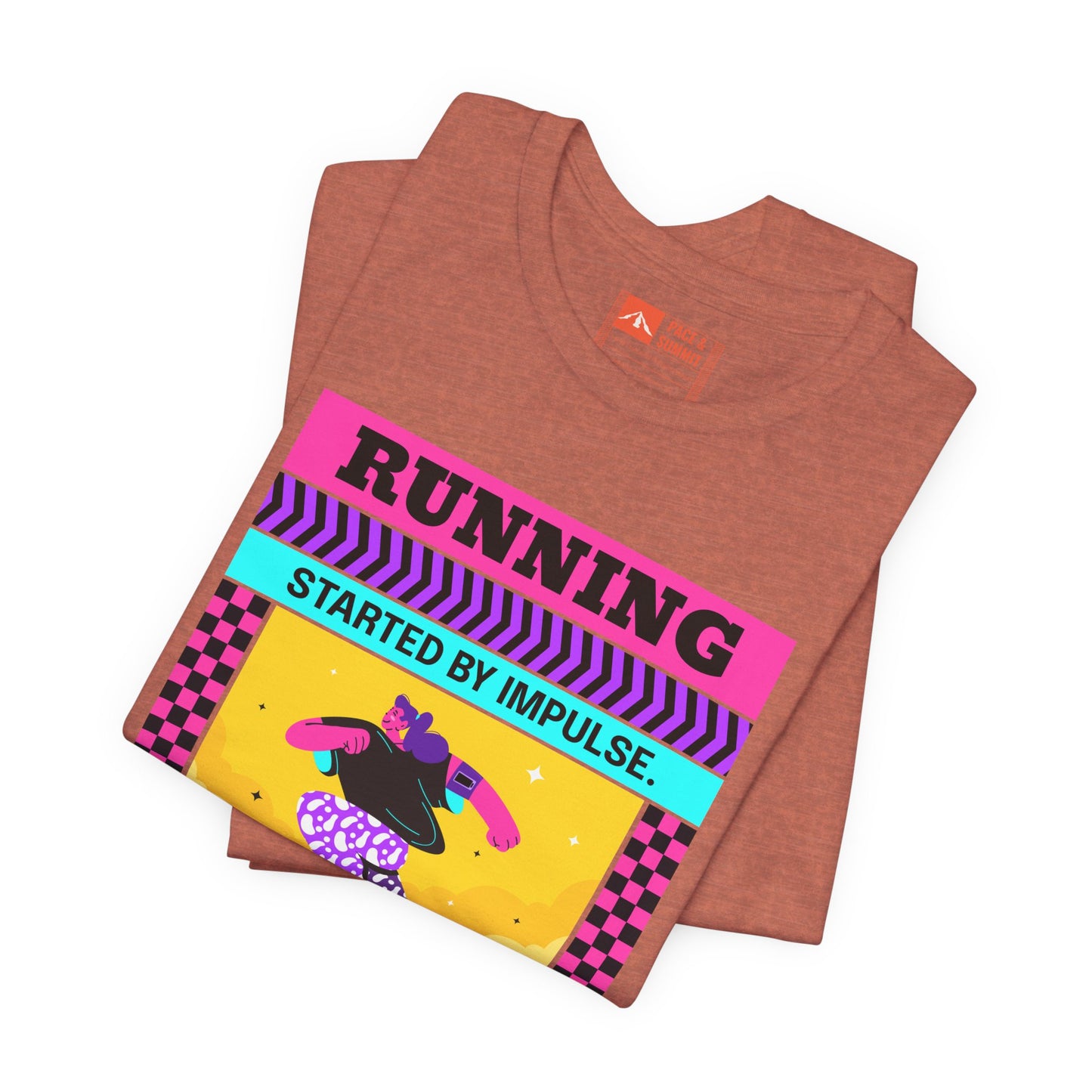 'Running Started by Impulse' Retro Neon Graphic Running Tee
