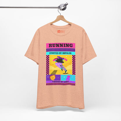 'Running Started by Impulse' Retro Neon Graphic Running Tee