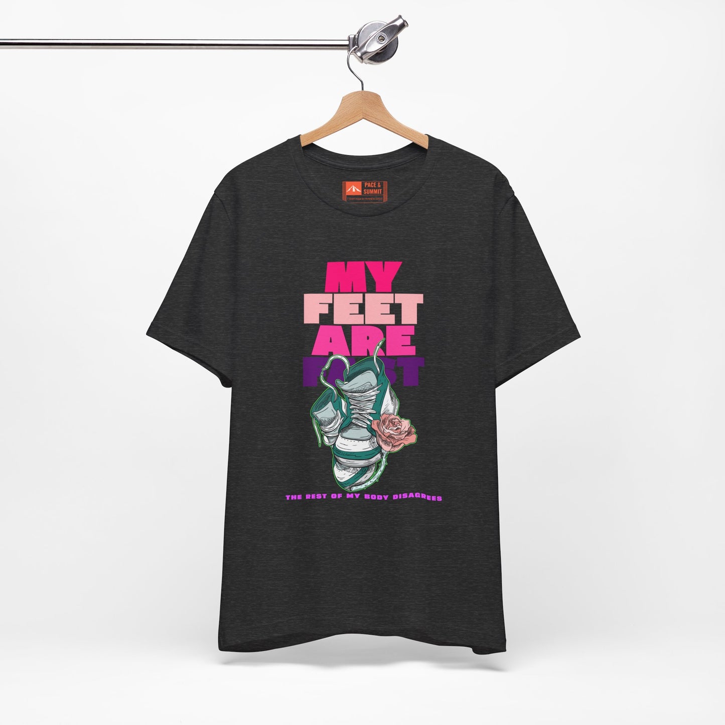 Dark Heather Gray | My Feet Are Fast' Ironic Running Streetwear Graphic Tee
