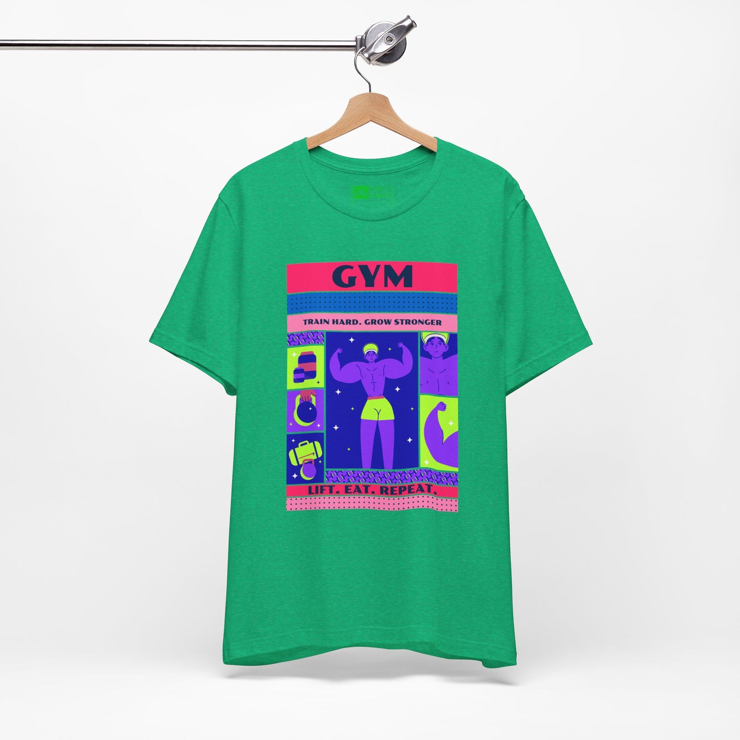 Green | 'Train Hard' Poster-Art Gym Culture Tee 