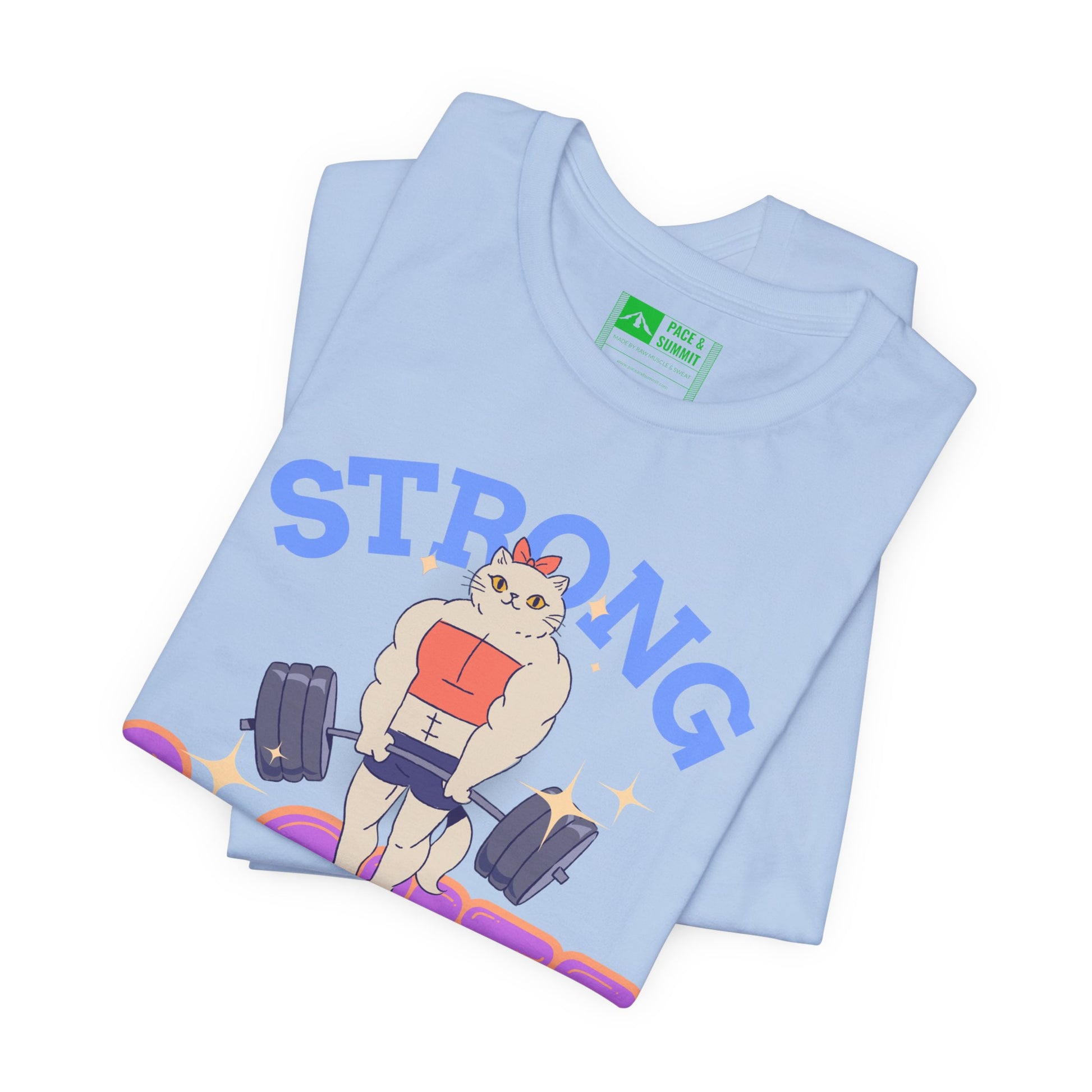 Tropical Blue | 'Strong & Cute' Weightlifting Graphic Gym T-Shirt