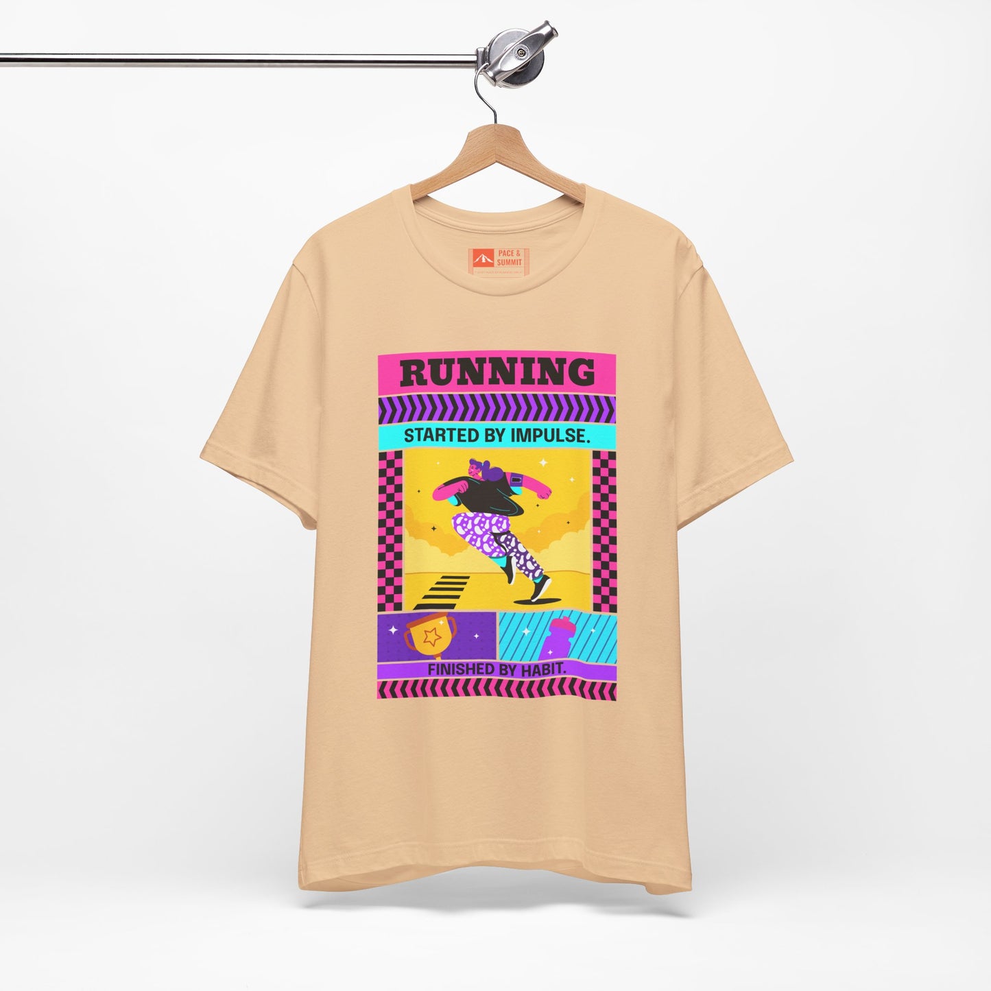 'Running Started by Impulse' Retro Neon Graphic Running Tee