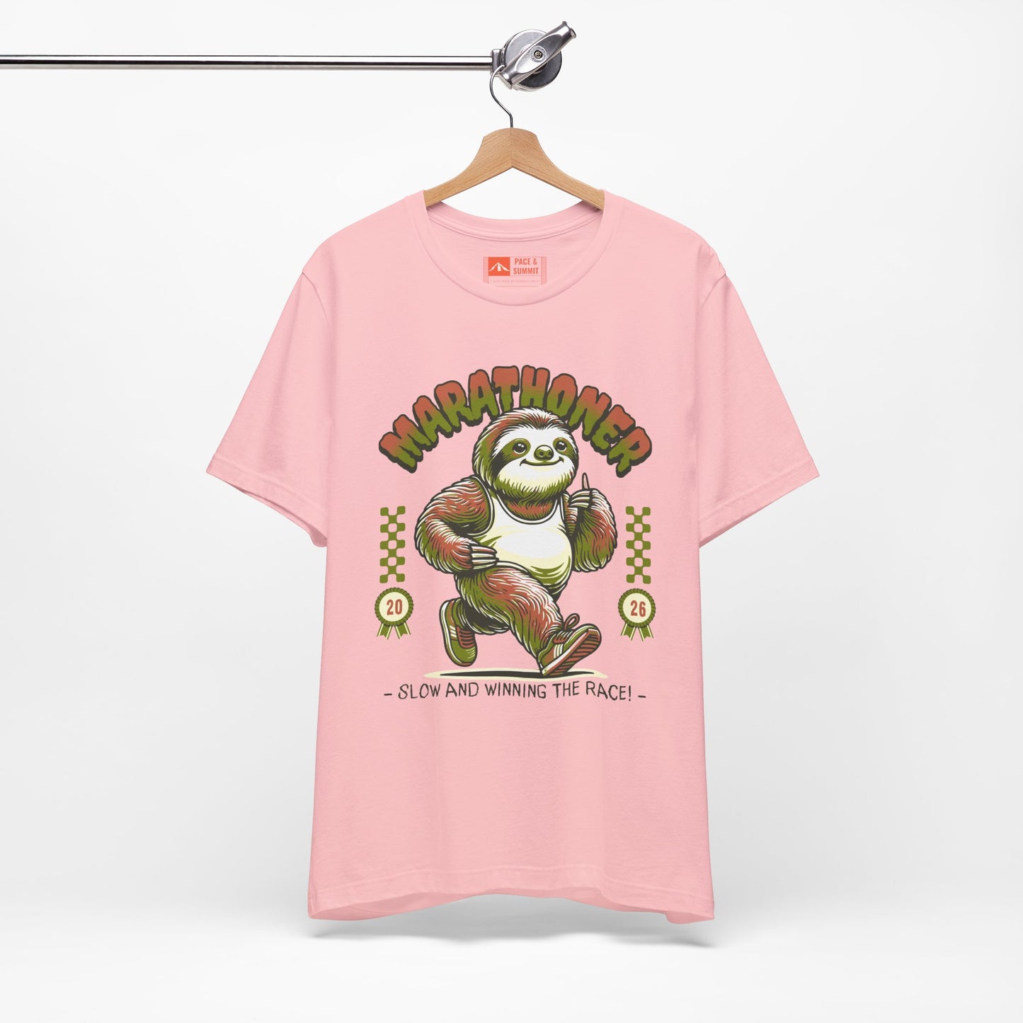 Pink | 'Marathoner Sloth' Funny Running Graphic Tee