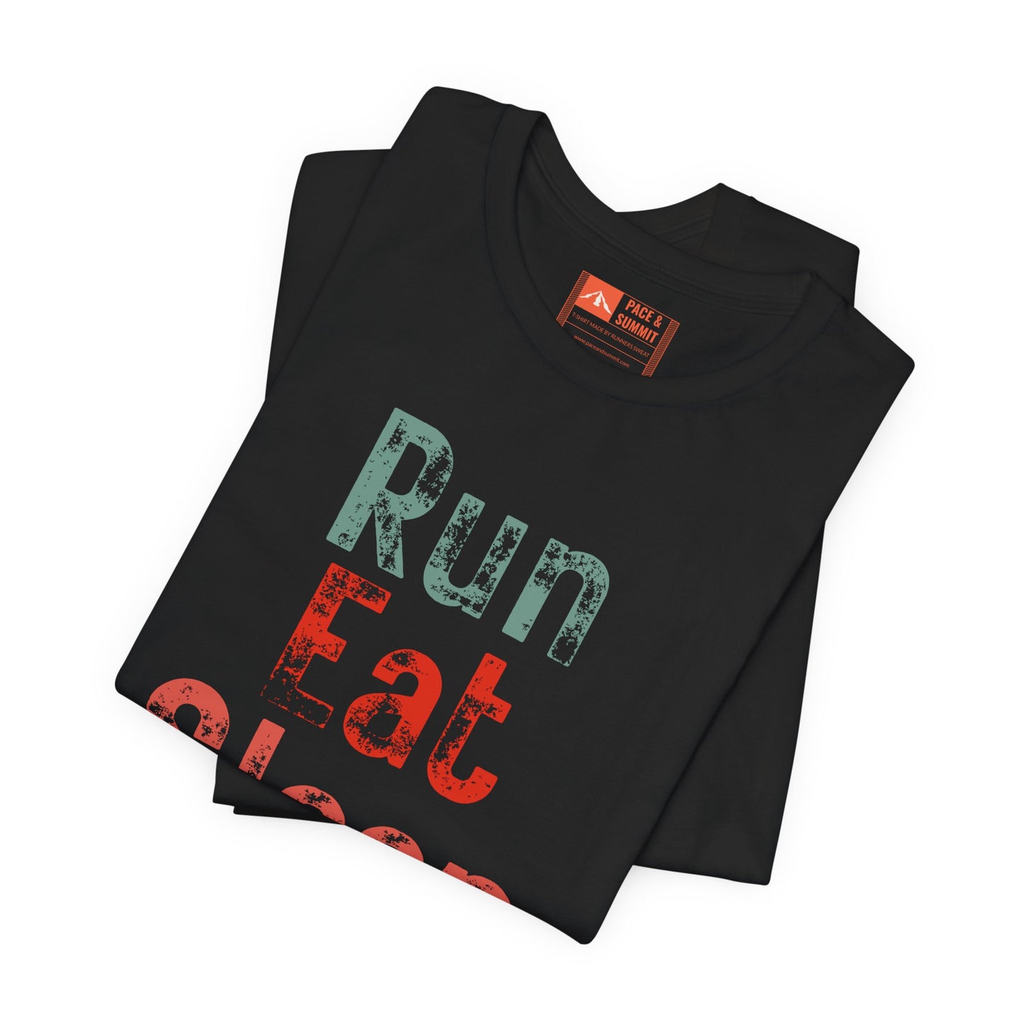Black | 'Run Eat Sleep Repeat' Motivational Running Tee - Performance Athletic Shirt & Workout Gift