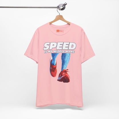 Pink | 'Speed Is My Middle Name' Funny Running Tee