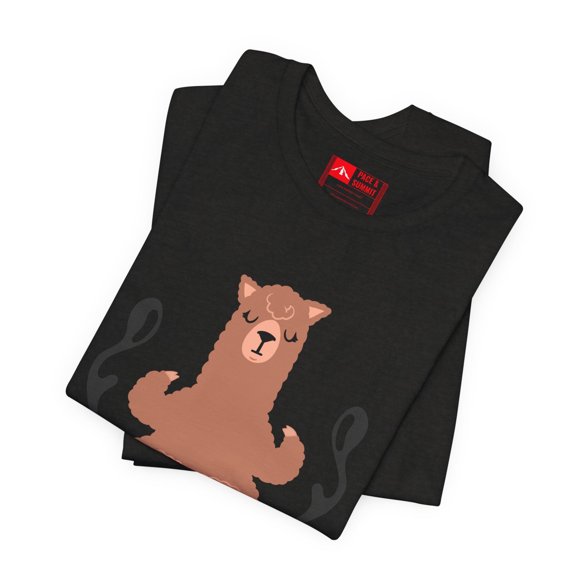 Black | 'Llamaste' Yoga T-Shirt  Cute Meditating Llama Graphic Tee & Zen Meditation Gift