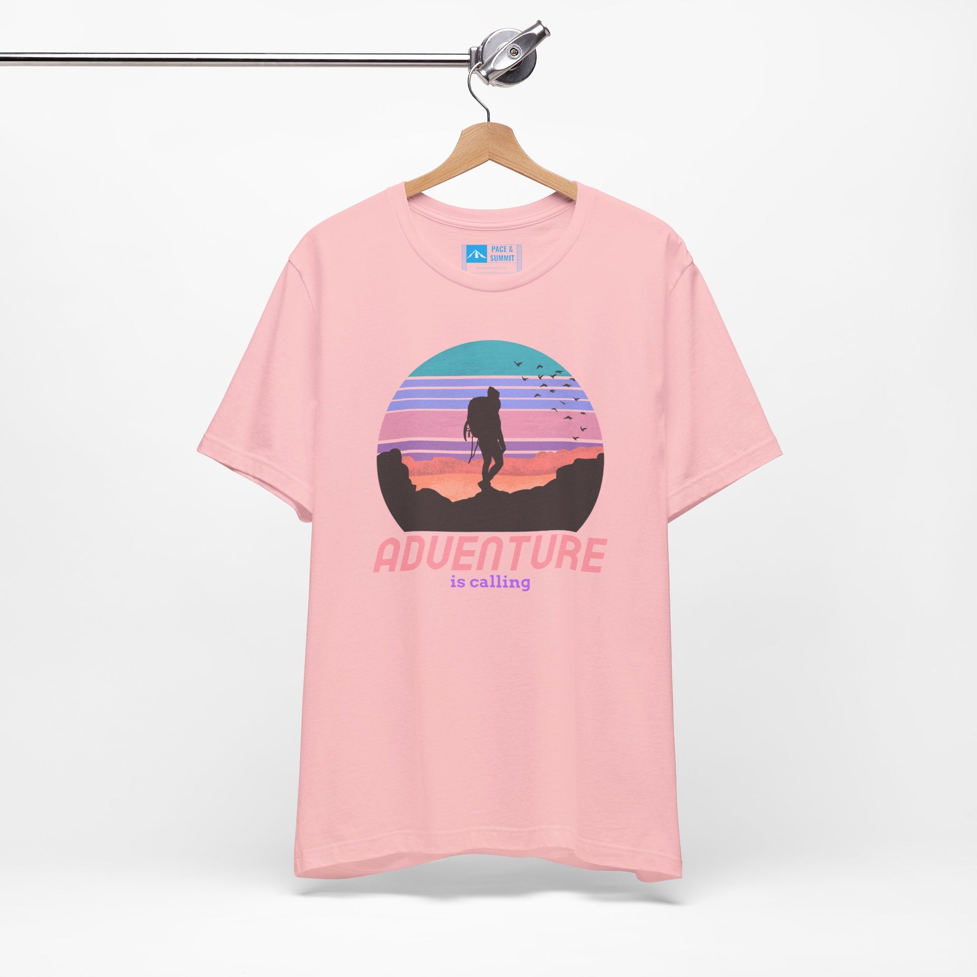 Pink | 'Adventure Is Calling' Retro Hiker Graphic Fashion Tee