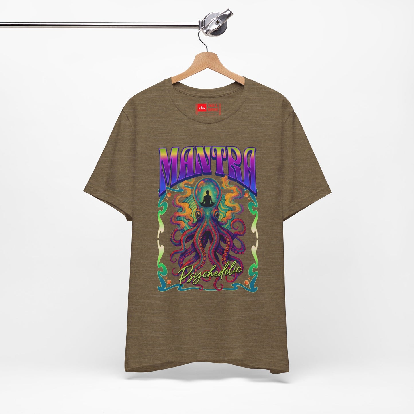 Military Green | 'Mantra Octopus' Psychedelic Spiritual Graphic Tee