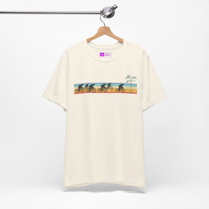 Natural | 'Beach Ride' Retro Geometric Cycling Fashion Tee