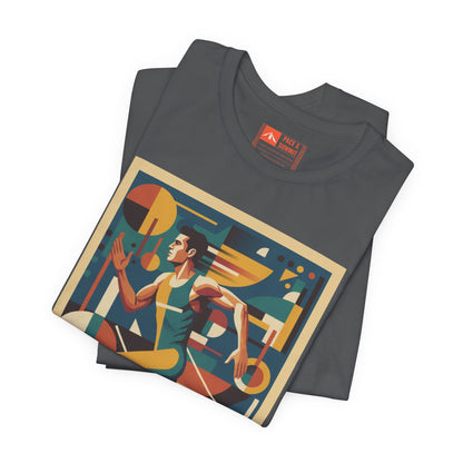 'Runner Geometric Art' Retro Athletic Poster Design Tee