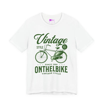 White | 'On The Bike' Vintage Style Retro Bicycle Tee