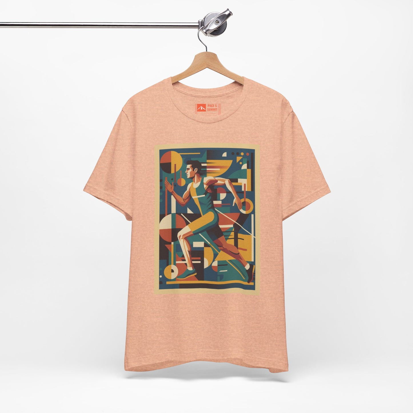 'Runner Geometric Art' Retro Athletic Poster Design Tee