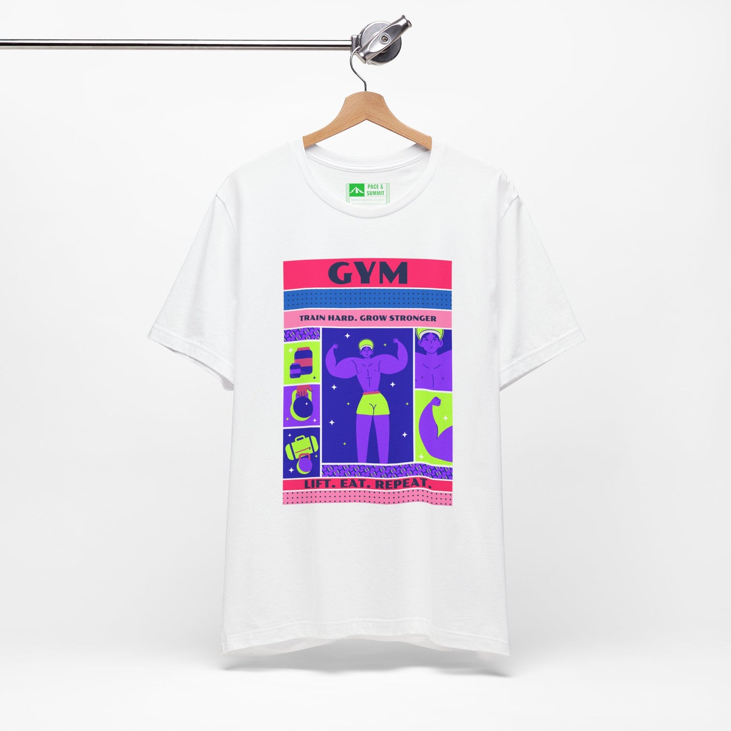 White | 'Train Hard' Poster-Art Gym Culture Tee 