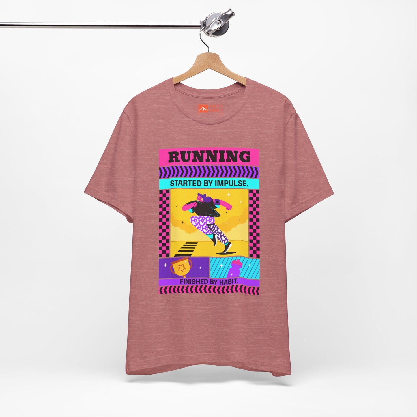 'Running Started by Impulse' Retro Neon Graphic Running Tee