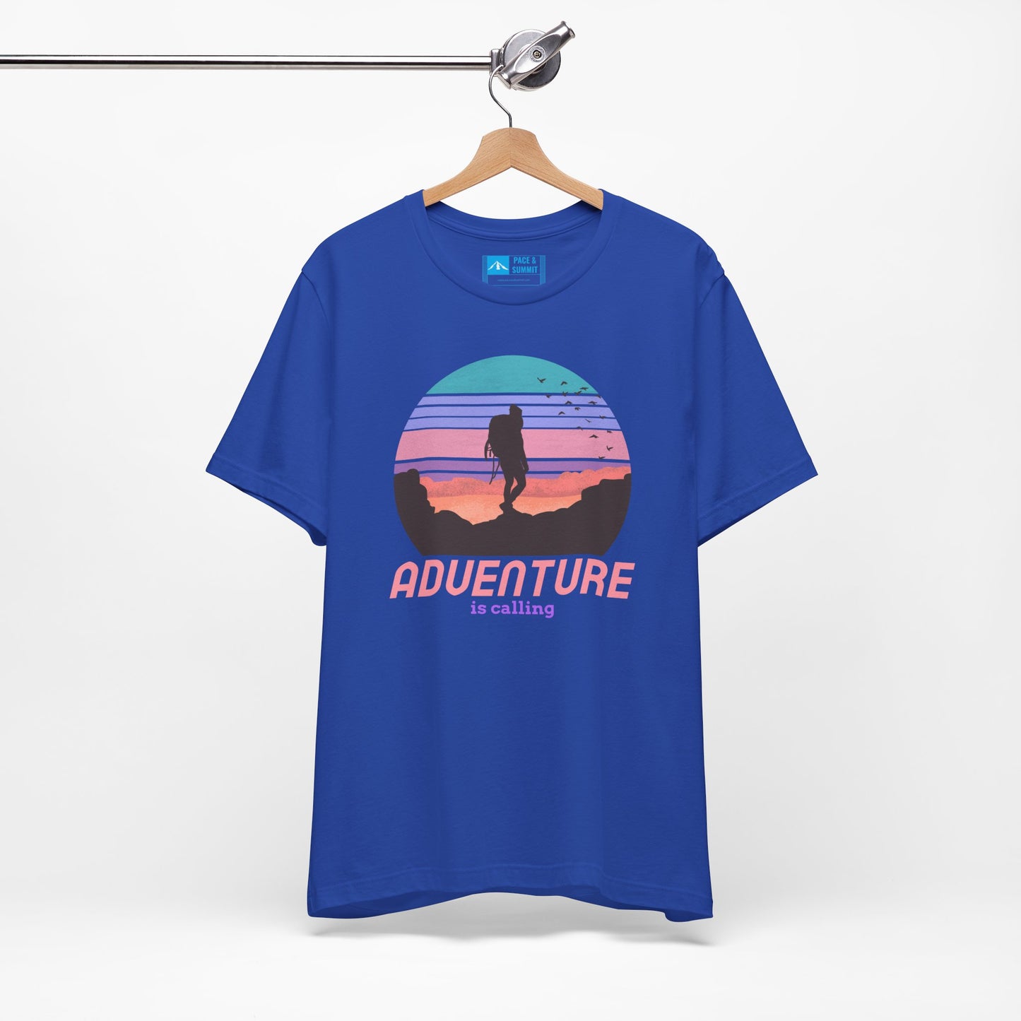 Royal Blue | 'Adventure Is Calling' Retro Hiker Graphic Fashion Tee