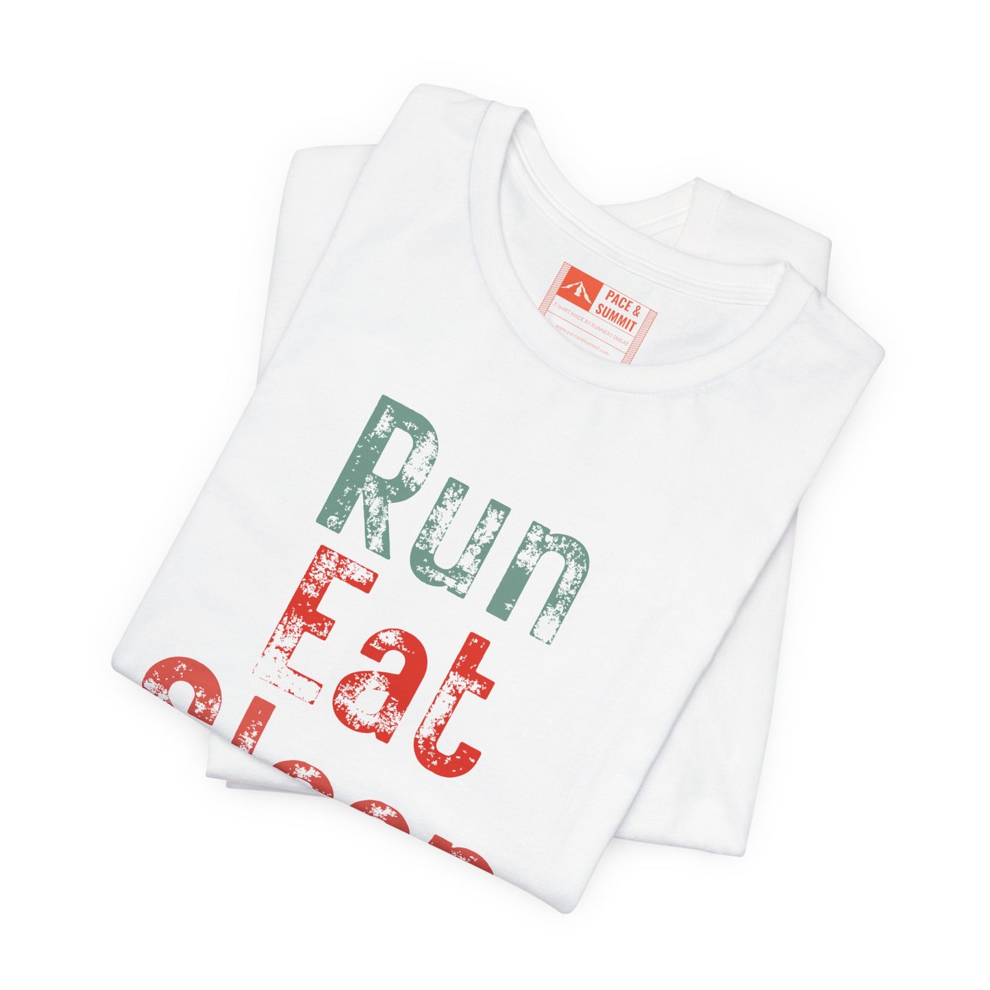 White | 'Run Eat Sleep Repeat' Motivational Running Tee - Performance Athletic Shirt & Workout Gift