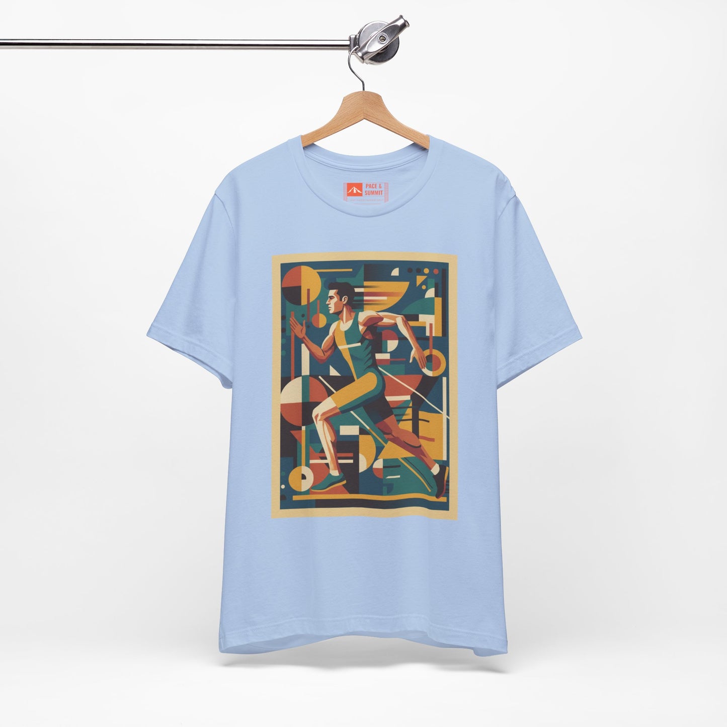 'Runner Geometric Art' Retro Athletic Poster Design Tee