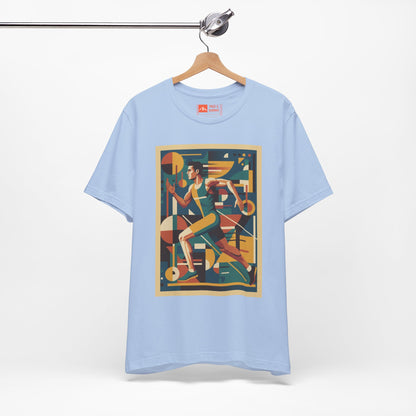 'Runner Geometric Art' Retro Athletic Poster Design Tee