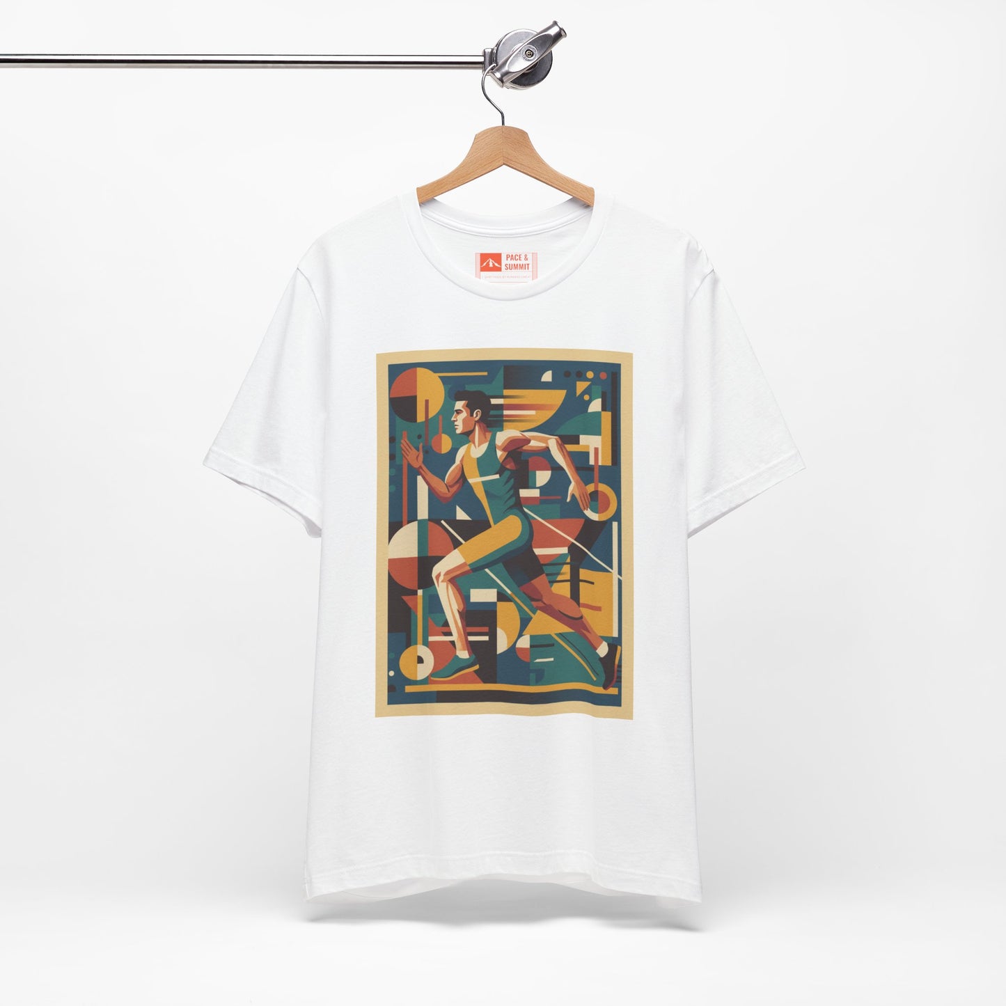 'Runner Geometric Art' Retro Athletic Poster Design Tee