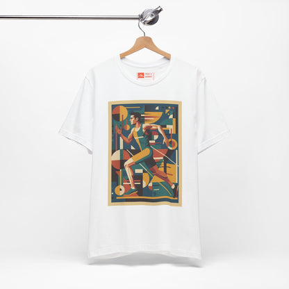 'Runner Geometric Art' Retro Athletic Poster Design Tee